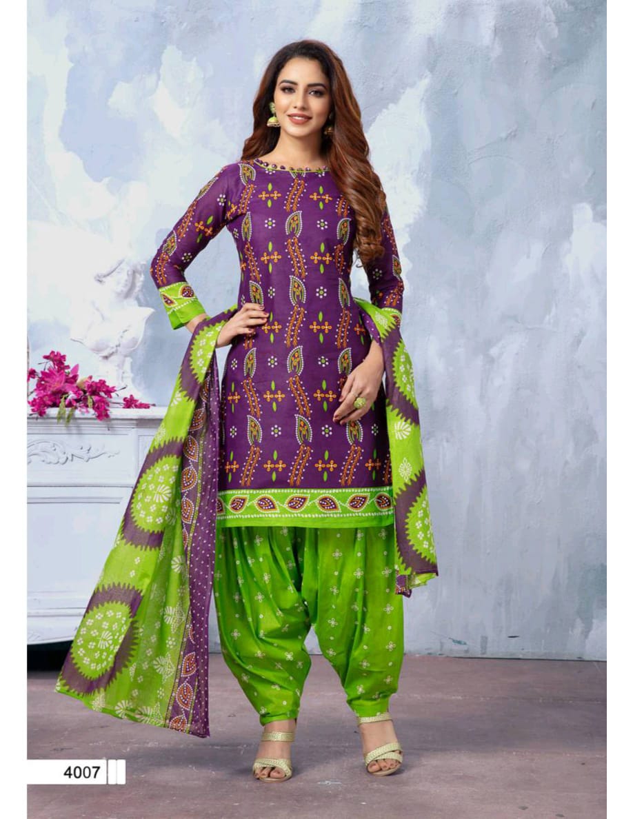 Meenaxi Chunari Special 4 Regular Wear Cotton Printed  Bandhani Dress Material